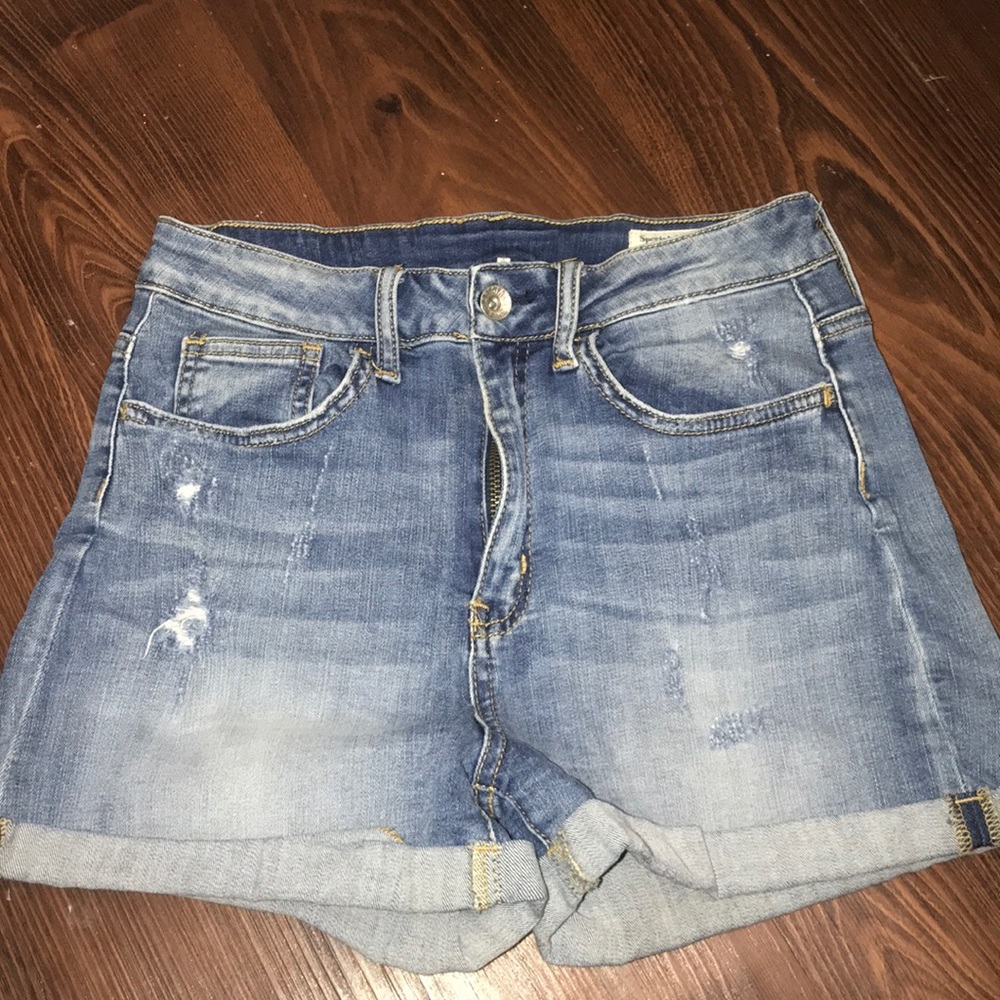 High waisted jean shorts